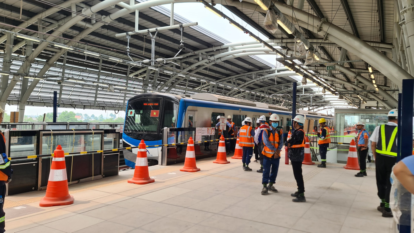 Quang cảnh buổi chạy thử nghiệm tàu metro số 1 TPHCM. Ảnh: MAUR cung cấp