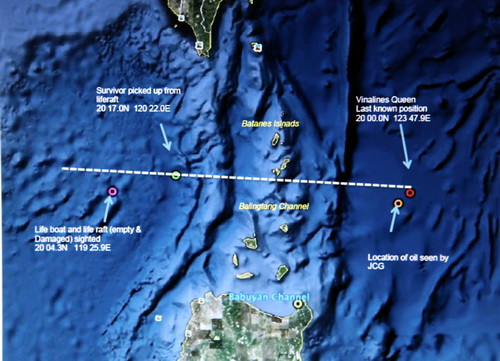 Khu vực tàu Vinalines Queen bị nạn 
