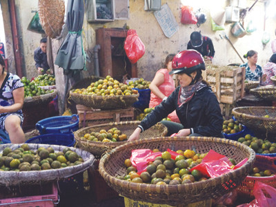 Hoa quả dập thối, được bày bán tràn lan tại chợ đầu mối Long Biên