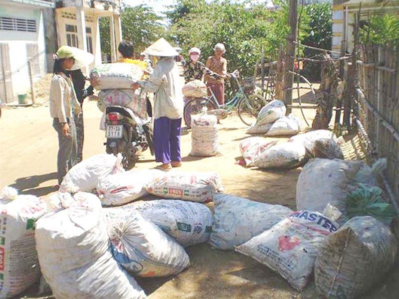 Hàu được đóng bao chở đem bán