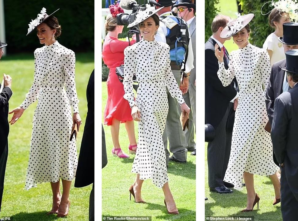 Dù màu sắc chiếc váy không quá nổi bật, nhưng nhờ hình thể không thua kém người mẫu thời trang cao cấp và khí chất thanh lịch, vương giả, Công nương Kate dễ dàng trở thành người nổi bật nhất lễ hội.