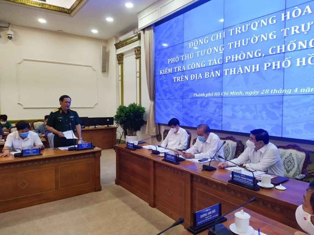 Đoàn công tác của Chính phủ do Phó Thủ tướng thường trực Trương Hòa Bình làm việc với TPHCM về phòng chống dịch COVID-19