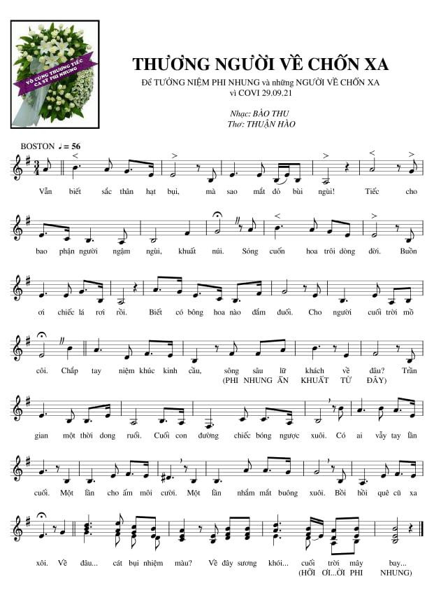 Bản nhạc “Thương người về chốn xa” để tưởng niệm Phi Nhung và những người đã ra đi trong đại dịch COVID-19.