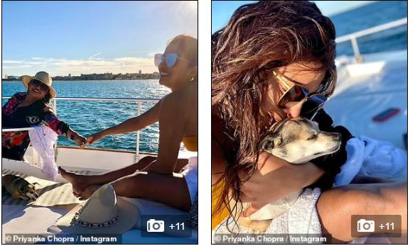 Chuyến đi này còn có mẹ của cô - bà Madhu (ảnh trái). Dù bức ảnh được chụp từ xa nhưng có thể thấy hai mẹ con cô rất giống nhau về ngoại hình, gương mặt và đặc biệt là nụ cười sáng.