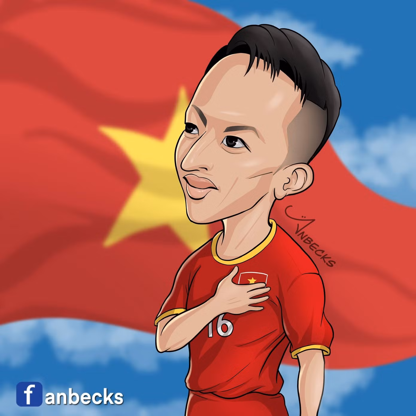 Anbecks vẽ Đỗ Hùng Dũng để động viên chàng cầu thủ sớm bình phục
