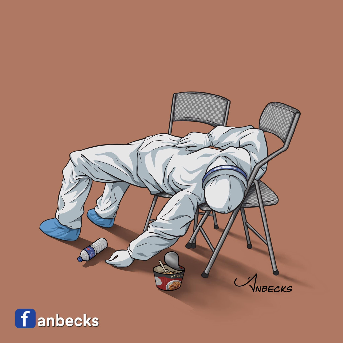 Anbecks vẽ tranh tri ân các bác sĩ, nhân viên y tế tuyến đầu chống dịch thức xuyên đêm, kiệt sức ngủ gục tại chỗ. Anbecks vẽ tranh tri ân các bác sĩ, nhân viên y tế tuyến đầu chống dịch thức xuyên đêm, kiệt sức ngủ gục tại chỗ.