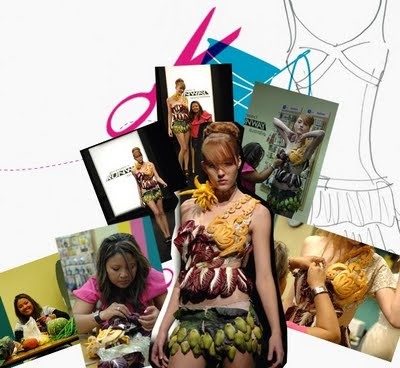 Chiếc váy độc đáo làm bằng bắp cải xanh và tím của NTK Ivana xuất hiện trong tập 7 phiên bản Australia mùa 2