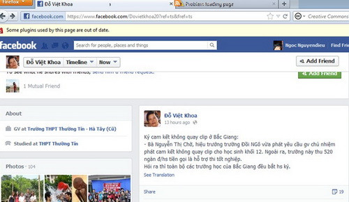 Những thông tin trên FB được coi là của ông Đỗ Việt Khoa. Những thông tin trên FB được coi là của ông Đỗ Việt Khoa