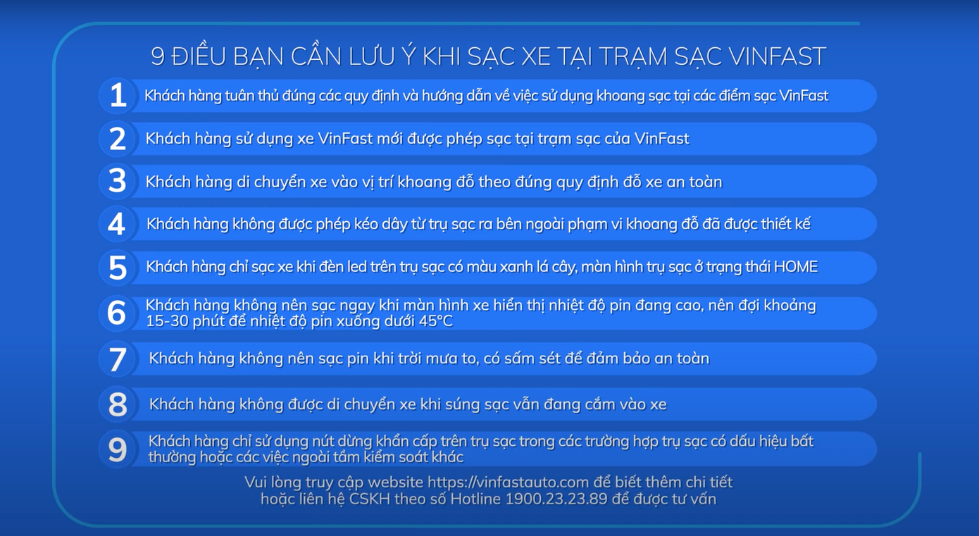 Hướng dẫn sạc xe điện của Vinfast.