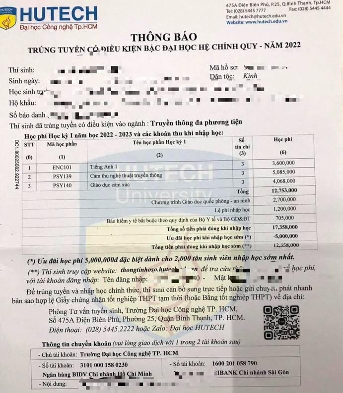 Giấy báo yêu cầu thí sinh nhập học của trường ĐH Công nghệ TP. HCM. Giấy báo yêu cầu thí sinh nhập học của trường ĐH Công nghệ TP. HCM.