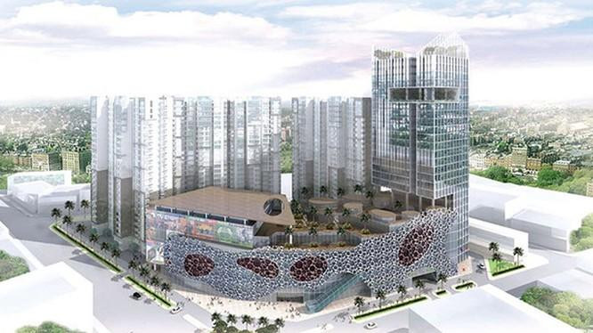 Phối cảnh dự án Vina Square tại khu đất 152 Trần Phú, quận 5. Hiện tại, khu đất này đang bị Công an yêu cầu cung cấp hồ sơ để phục vụ công tác điều tra, do liên quan đến một tập đoàn bất động sản hàng đầu ở khu vực phía Nam (ảnh: Phạm Nguyễn).