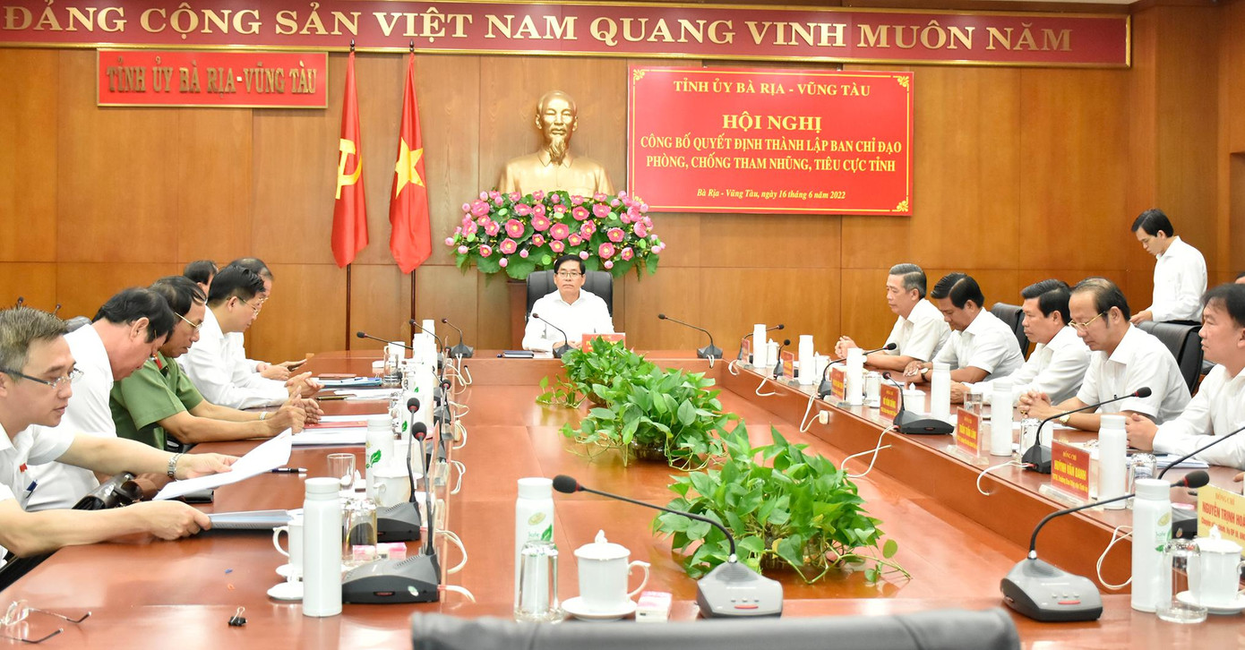 Hội nghị công bố quyết định thành lập Ban chỉ đạo Phòng chống tham nhũng, tiêu cực tỉnh Bà Rịa-Vũng Tàu.