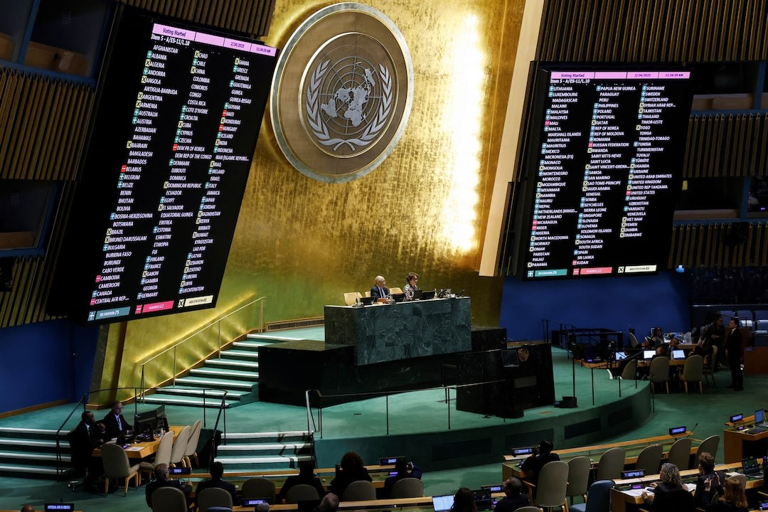 Cuộc bỏ phiếu tại Đại hội đồng Liên Hợp Quốc. (Ảnh: Reuters) Cuộc bỏ phiếu tại Đại hội đồng Liên Hợp Quốc. (Ảnh: Reuters)