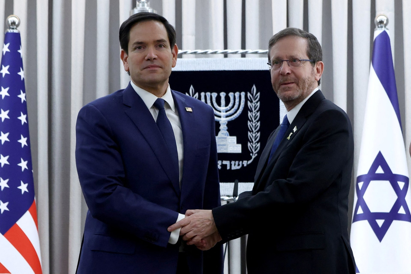 Ngoại trưởng Mỹ Rubio gặp Tổng thống Israel Isaac Herzog. (Ảnh: Reuters) Ngoại trưởng Mỹ Rubio gặp Tổng thống Israel Isaac Herzog. (Ảnh: Reuters)