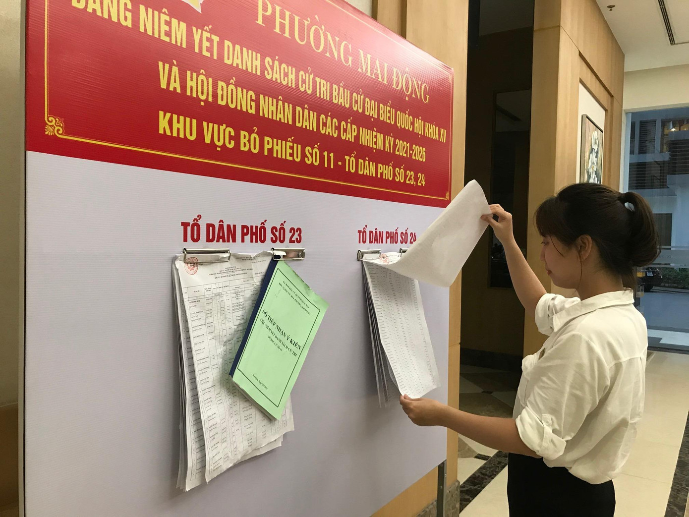 Phường Mai Động, quận Hoàng Mai, Hà Nội tích cực tuyên truyền về bầu cử đại biểu QH và HĐND (Ảnh: Minh Tuấn)