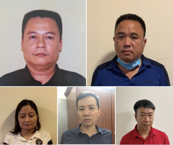 Hoàng Mạnh Chiến, Giám đốc Công ty CP In và Văn hóa truyền thông Hà Nội (trái trên cùng) và các thuộc cấp cùng bị khởi tố bắt giam. Ảnh: C.A Hoàng Mạnh Chiến, Giám đốc Công ty CP In và Văn hóa truyền thông Hà Nội (trái trên cùng) và các thuộc cấp cùng bị khởi tố bắt giam. Ảnh: C.A