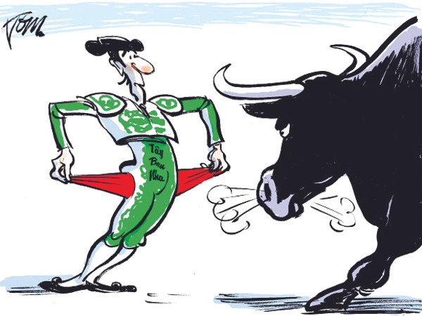 Cháy túi. Tranh: Janssen(Hà Lan). Cháy túi. Tranh: Janssen(Hà Lan)