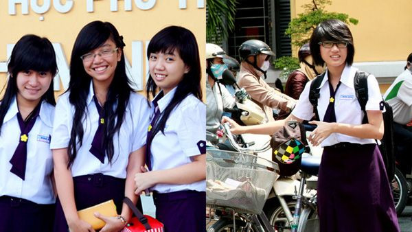 Đồng phục được thiết kế đơn giản và màu tím than có phần gợi nhớ đến kiến trúc cổ xưa của ngôi trường này