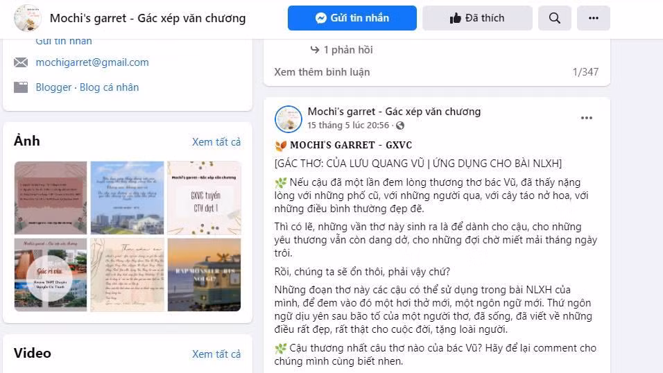 Những bài đăng trên tràn Mochi's garret - Gác xép văn chương có nội dung rất phong phú.