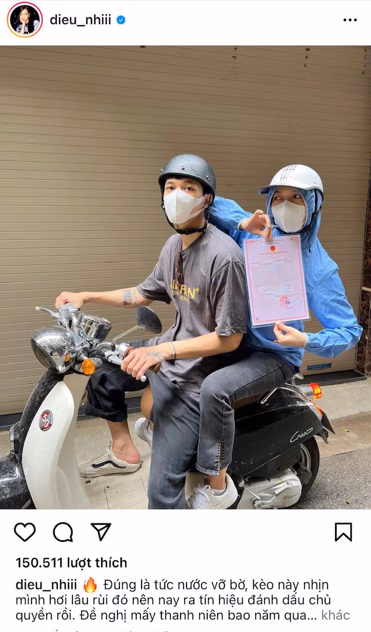 Diệu Nhi cũng up trên trang Instagram của mình dòng status 'đánh dấu chủ quyền'.