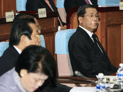 Thủ tướng Hun Sen trong hội trường Quốc hội hôm 24/9. Ảnh: Heng Sinith