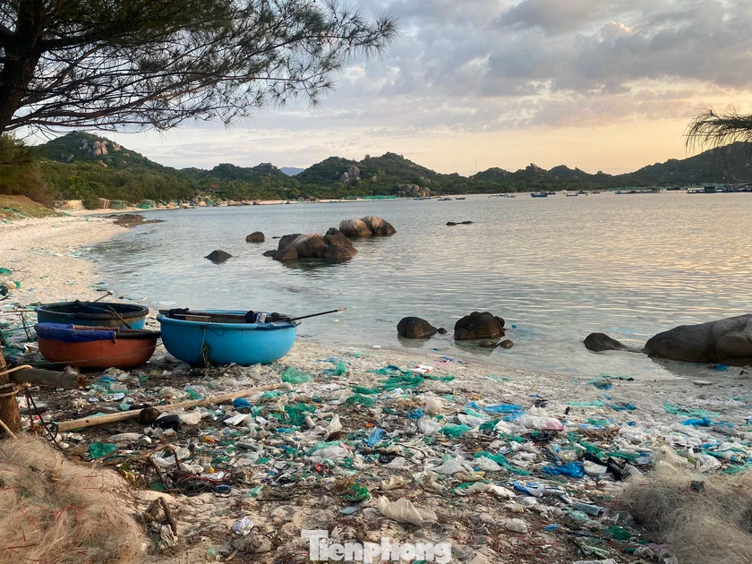 Rác thải bủa vây bãi biển đẹp thôn Bình Lập, xã Cam Lập, TP Cam Ranh.