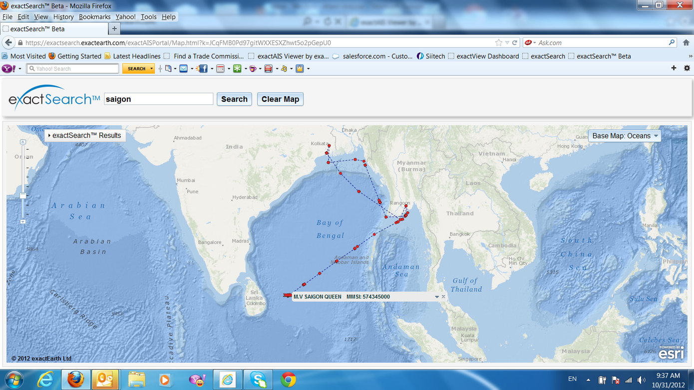 Vị trí tàu SAIGON QUEEN chìm. Vị trí tàu