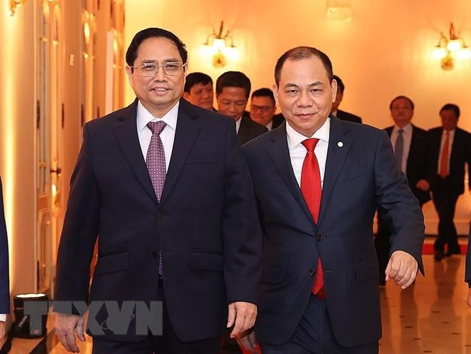 Thủ tướng Phạm Minh Chính đến dự Lễ trao giải thưởng VinFuture. (Ảnh: Dương Giang/TTXVN)