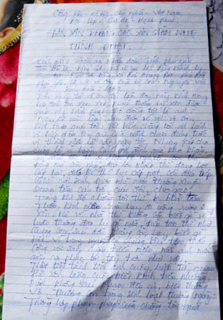 Lá đơn chị G. xin giảm án cho chồng