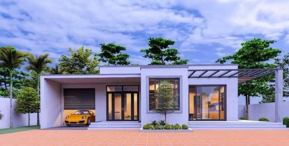 Sử dụng kính để làm các cửa nhằm mang lại không gian đa chiều cho ngôi nhà. Ngoài ra, gia chủ còn có thể tận dụng mái để làm vườn rau, sân phơi, tạo điểm nhấn đặc biệt cho ngôi nhà.