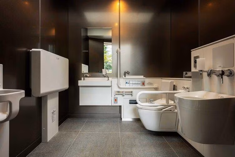 Toilet bằng bê tông mô phỏng những bức tường đá thời cổ xưa