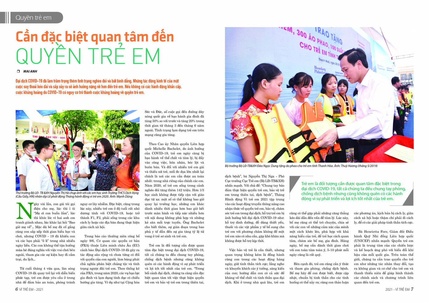 Ấn phẩm Vì trẻ em là cầu nối tin cậy của những người yêu trẻ và những chủ nhân tương lai của đất nước