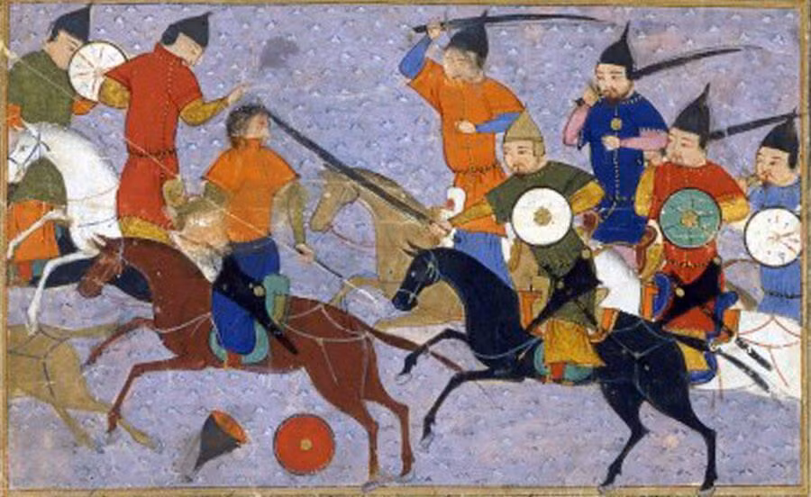 Chiến binh Mông Cổ trong trận chiến chống lại quân nhà Tấn, Trung Quốc vào năm 1211. Ảnh: Wikimedia Commons