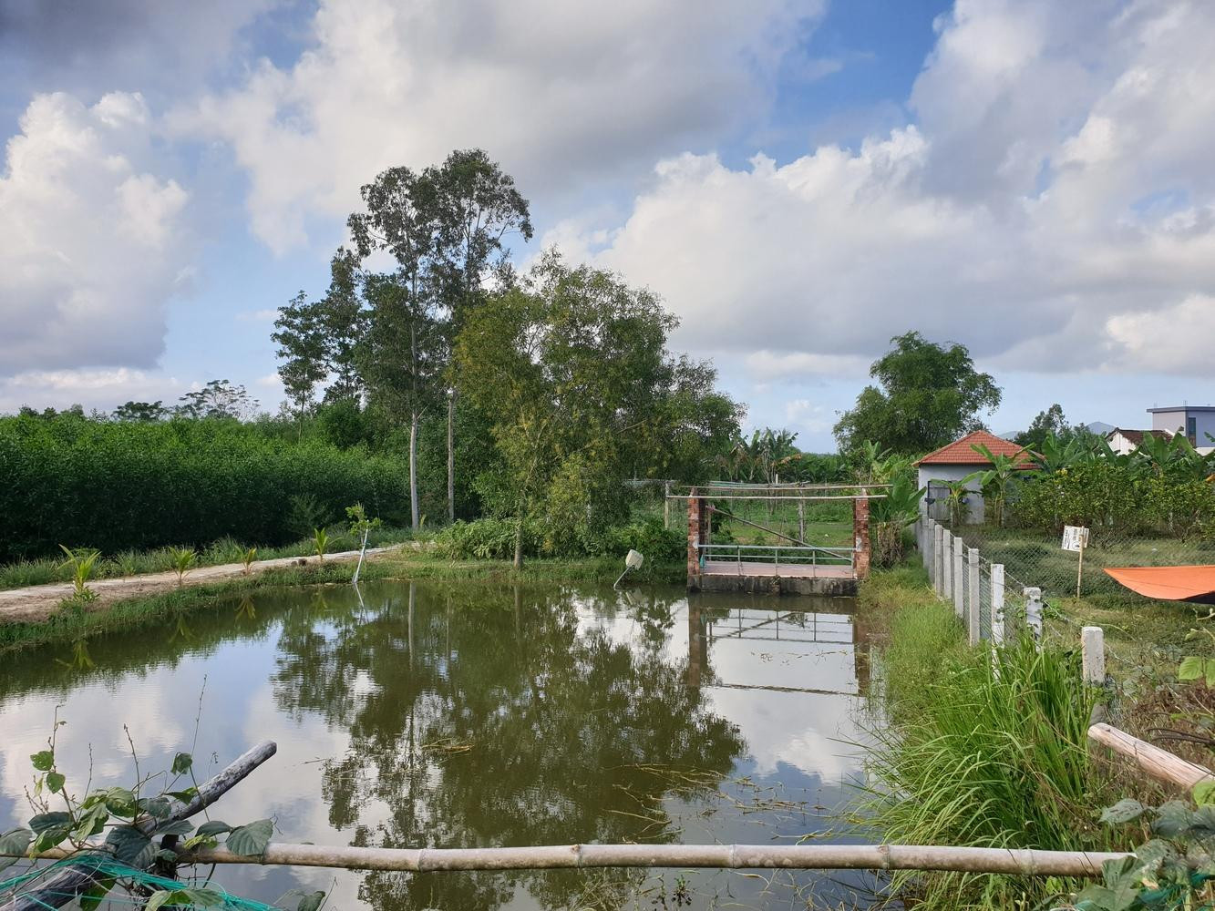 Theo khí hậu Việt Nam, gió thổi từ các hướng Nam và Đông Nam nên các lỗ thủng được cung cấp theo các hướng này. Trong khi đó, có hai ao cá quanh nhà và nhờ đó không khí mát mẻ sẽ được thổi vào nhà .