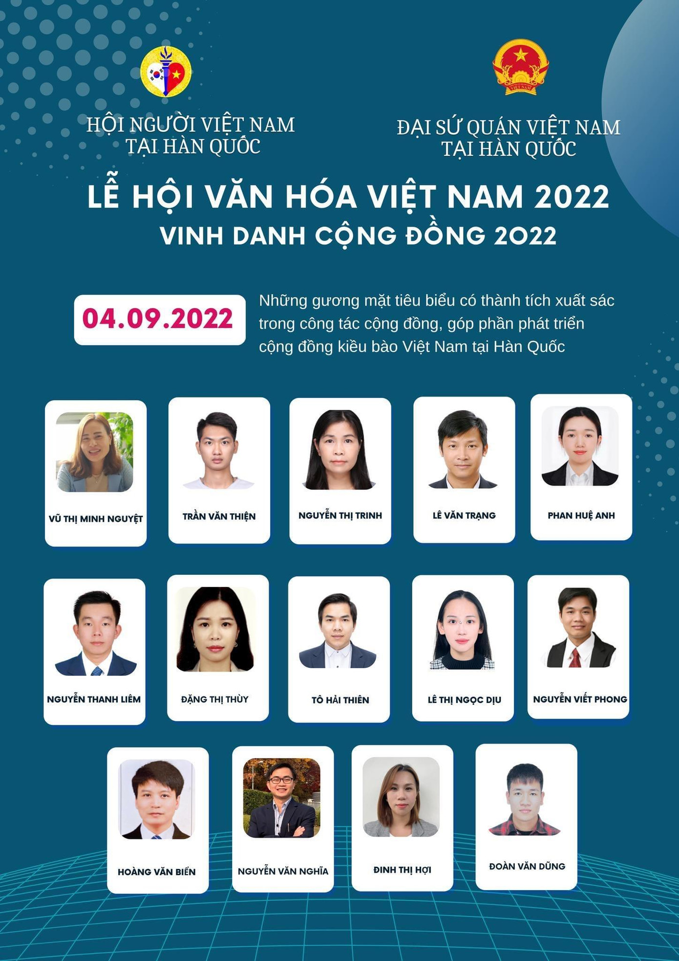 Những gương mặt tiêu biểu sẽ được vinh danh tại Lễ hội văn hóa Việt Nam lần thứ 10 Những gương mặt tiêu biểu sẽ được vinh danh tại Lễ hội văn hóa Việt Nam lần thứ 10