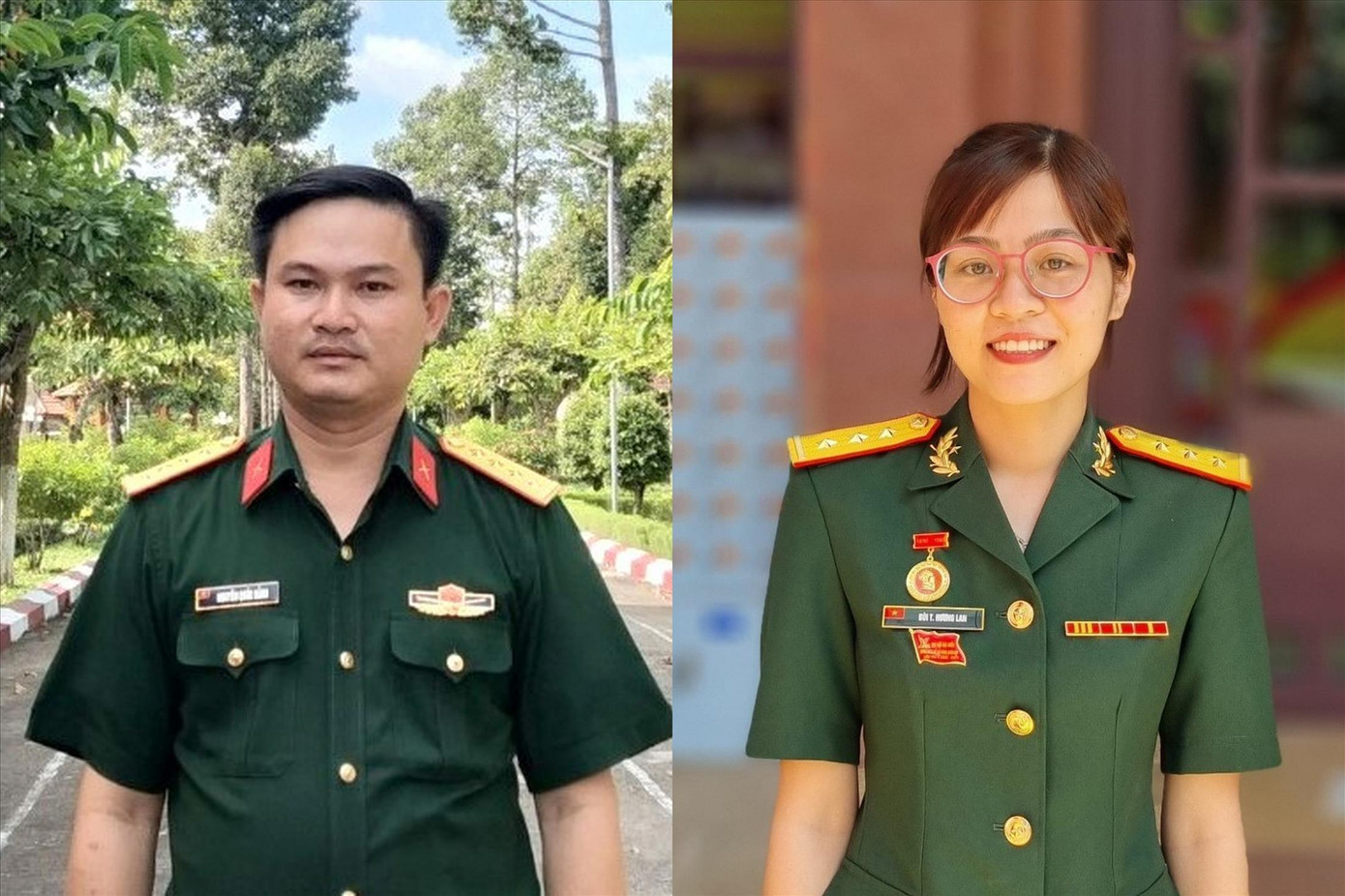 Đại úy Nguyễn Quốc Đẳng, Chính trị viên phó, Bí thư Liên chi đoàn Tiểu đoàn 3 (Trung đoàn 1, Sư đoàn 9, Quân đoàn 4) và Thượng úy Bùi Thị Hương Lan (Phó Bí thư Đoàn cơ sở Viện Tim mạch, Bệnh viện T.Ư Quân đội 108) Đại úy Nguyễn Quốc Đẳng, Chính trị viên phó, Bí thư Liên chi đoàn Tiểu đoàn 3 (Trung đoàn 1, Sư đoàn 9, Quân đoàn 4) và Thượng úy Bùi Thị Hương Lan (Phó Bí thư Đoàn cơ sở Viện Tim mạch, Bệnh viện T.Ư Quân đội 108)