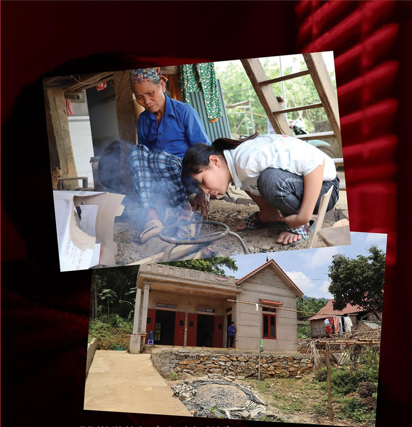 Hai bà cháu Vy trong căn nhà cất từ tiền người mẹ quá cố của Vy gửi về Hai bà cháu Vy trong căn nhà cất từ tiền người mẹ quá cố của Vy gửi về