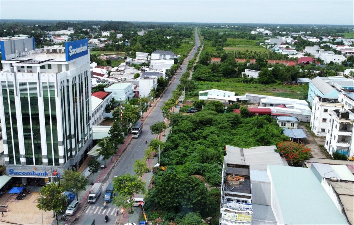 Tuyến đường số 1 bị nắn cong vào đất của một số cán bộ, công chức tỉnh Trà Vinh. Ảnh: Nhật Huy