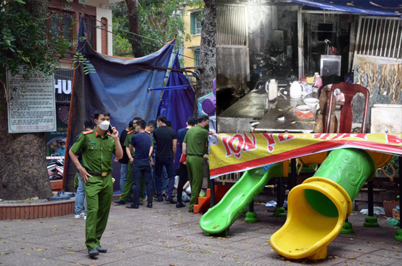 Lực lượng chức năng khám nghiệm hiện trường và hiện trường vụ cháy (ảnh nhỏ) Lực lượng chức năng khám nghiệm hiện trường và hiện trường vụ cháy (ảnh nhỏ)