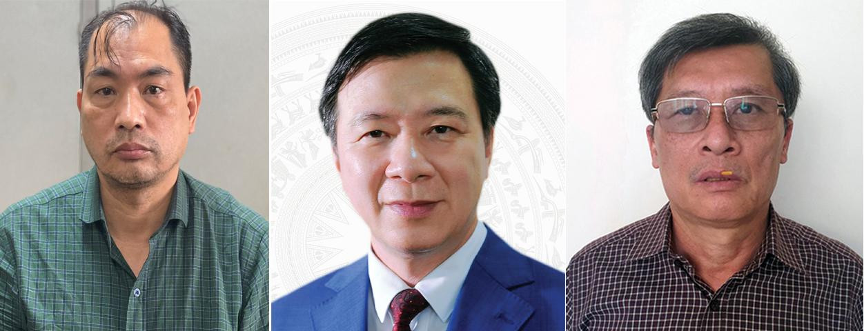 Ba bị can bị khởi tố, bắt tạm giam lần lượt (từ trái sang phải ảnh), gồm: Phạm Duy Tuyến; Phạm Xuân Thăng, Phạm Mạnh Cường. Ba bị can bị khởi tố, bắt tạm giam lần lượt (từ trái sang phải ảnh), gồm: Phạm Duy Tuyến; Phạm Xuân Thăng, Phạm Mạnh Cường.