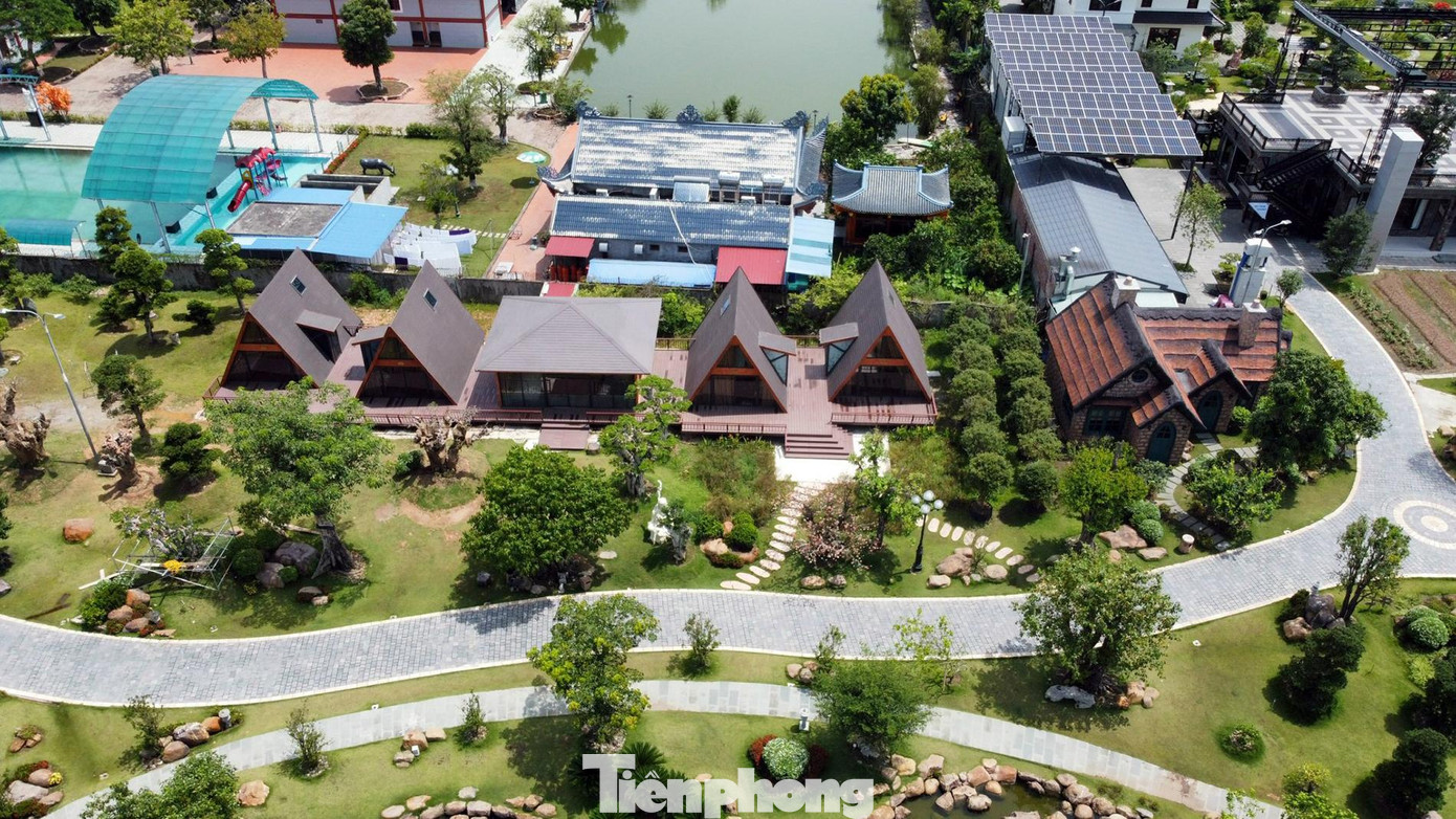 Hệ thống nhà nghỉ dưỡng thiết kế với nhiều phong cách đa dạng. Xung quanh nhà nghỉ dưỡng được trồng nhiều cây cảnh, thảm cỏ, hoa.