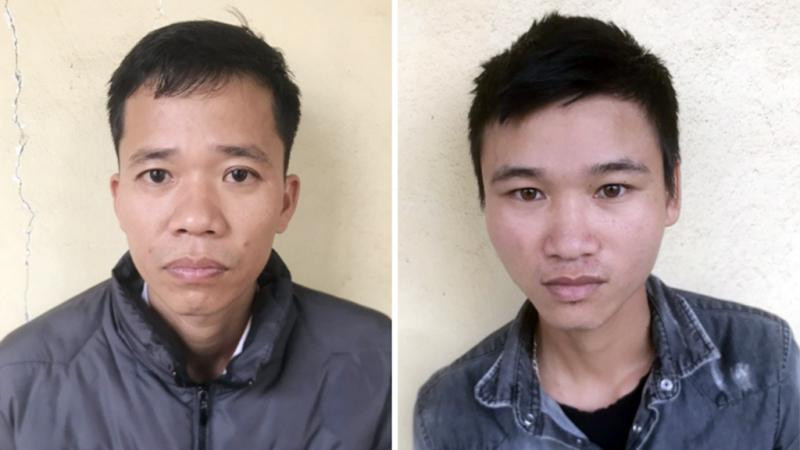 Đối tượng Tùng và Mạnh tại cơ quan công anh. Ảnh: CAHD