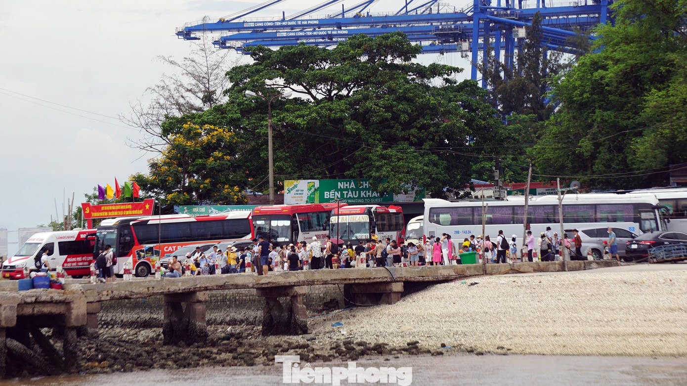 Ghi nhận của phóng viên những ngày cuối tháng 6, bến phà Gót - Cái Viềng (huyện Cát Hải, TP Hải Phòng) tái diễn cảnh ùn tắc giao thông, xếp hàng lên phà ra đảo Cát Bà tham quan, du lịch.
