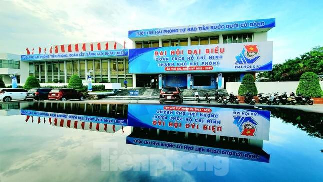 Toàn cảnh Cung văn hóa lao động Hữu nghị Việt - Tiệp, nơi diễn ra Đại hội Đoàn thanh niên TP Hải Phòng.
