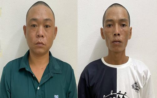 Bị can Liêm (trái ảnh) và bị can Tý tại cơ quan điều tra.