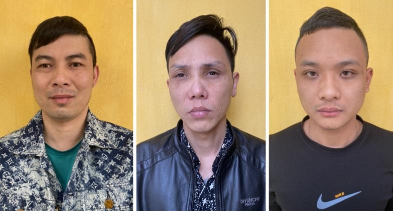 Ba bị can trong vụ 'khủng bố' nhà dân ở Hải Dương bằng chất bẩn, thuốc trừ sâu. Ảnh: CAND