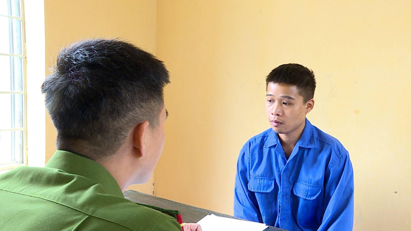 Bị can Trịnh Quốc Oai tại cơ quan công an.