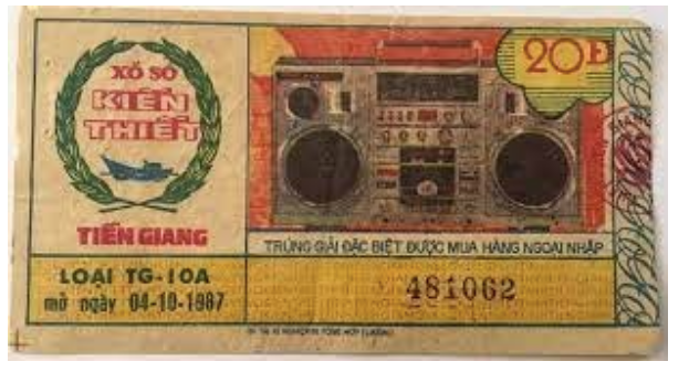 Tấm vé số Việt Nam thời xưa.