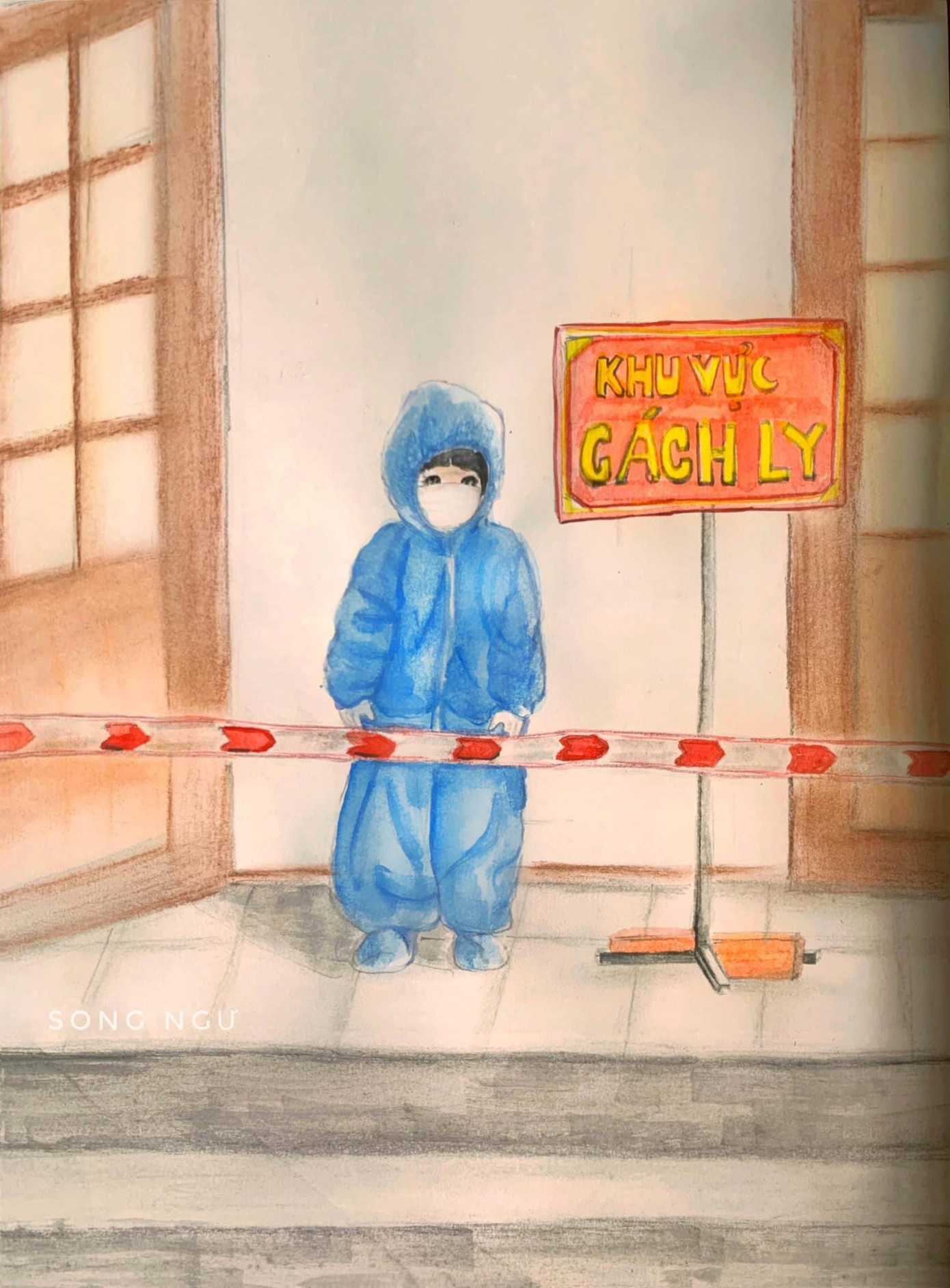 Cháu bé trong khu cách ly.