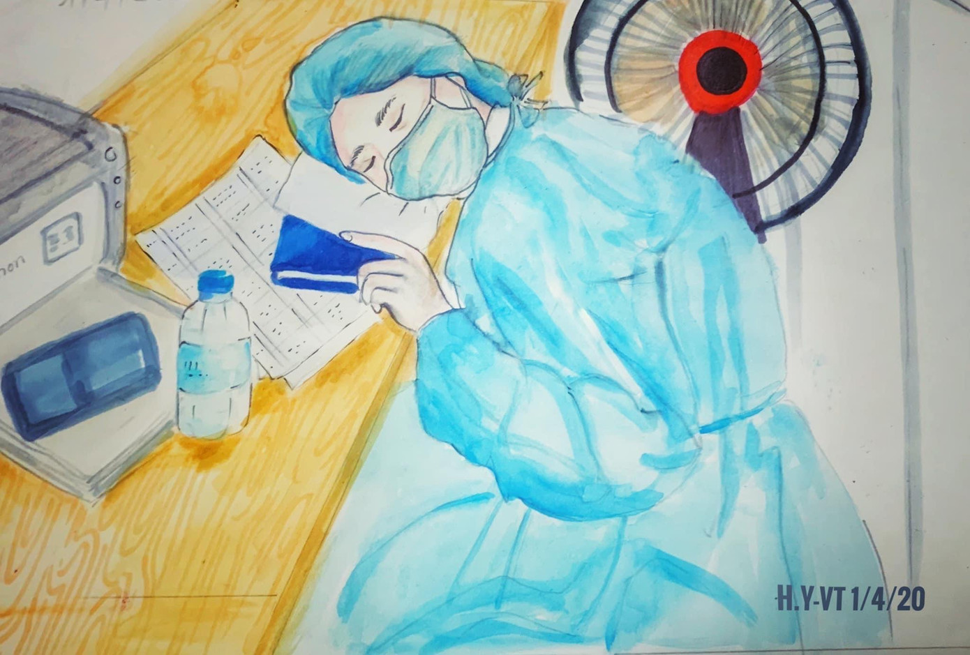 Đội ngũ y bác sĩ ngủ tại bàn làm việc sau những ngày căng mình chống dịch.